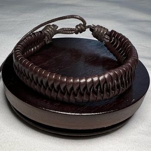 Stylish adjustable, brown, genuine, leather bracelet